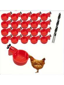 自动鸡用饮水杯] 6/12/20个装 自动鸡用饮水杯 - 家禽漂浮式重力饮水系统，带开孔器的饮水器套装 - 餵水碗 - 查看 2