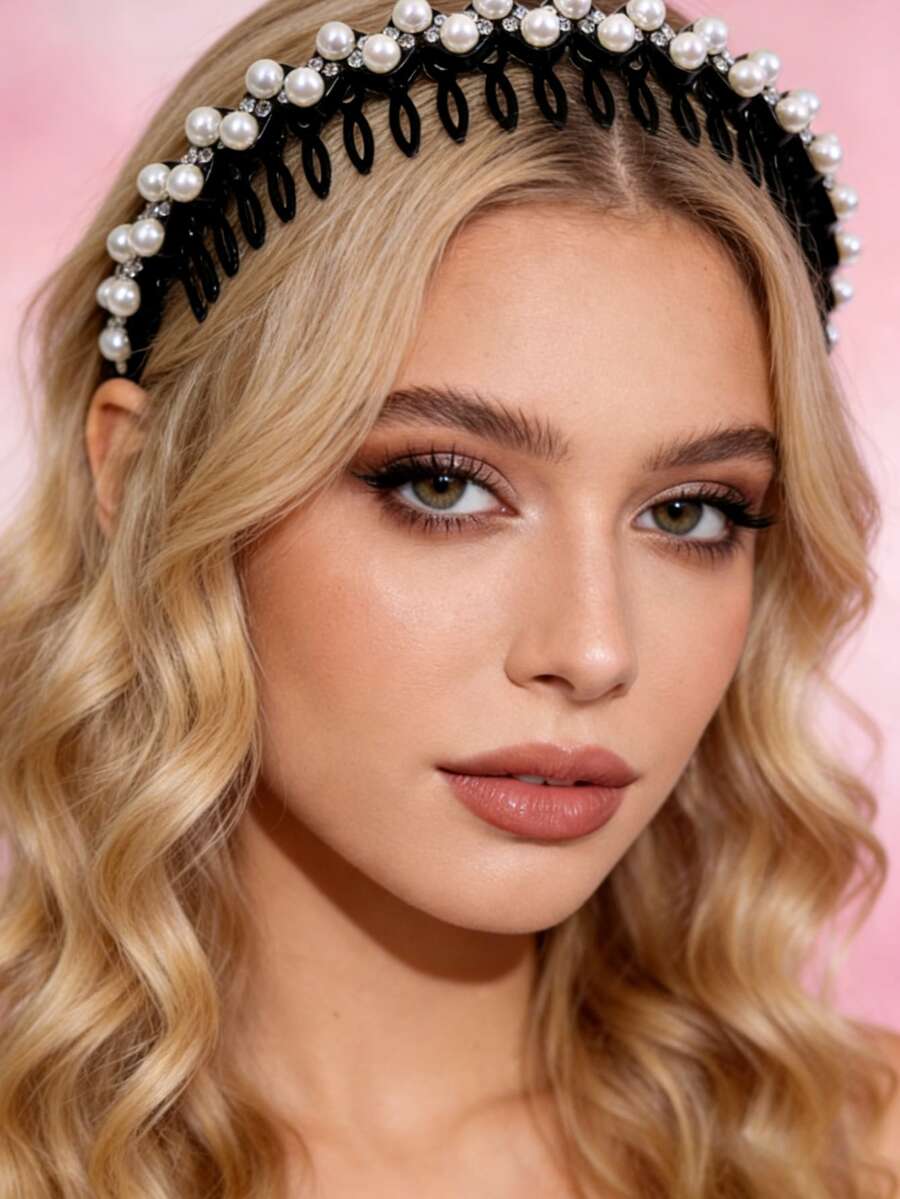 2pcs White & Colorful Crystal Rhinestone Decorated Hair Band Headpiece Hair Band Hair Hoop Hairband - White+Color - View 1
