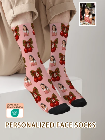 1 Pair Custom Face Socks, Custom Photo Sock, Custom Printed Socks, Personalized Funny Face Socks, Custom Picture Socks, Put Any Face On The Socks, Anniversary Gift, Valentine Gift, Birthday Gift, Wedding Gift, Mother's Day Gift, Father's Day Gift, Best Friend Gift, Gift For Mom/Dad, Gift For Girlfriend/Boyfriend, Gift For Her/Him Doggy, Dawg, Kitties, Cat Children Living Room, Bedroom, For Graduation, For Winter, For Christmas, For Fall/Autumn, For Holiday