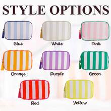Personalized Embroidered Name Cosmetic Bag, Single Initial Striped Tassel Toiletry Bag, Travel Makeup Storage Pouch, Bridesmaid Gift, Gift For Her - Multicolor - View 11