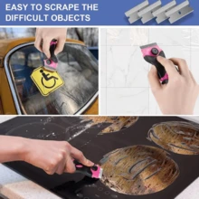 Grattoir multifonctionnel pour le nettoyage de la colle, grattoir de nettoyage de colle à double face, outil de retrait d'autocollants pour voiture - multicolore - Voir 9