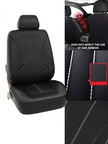 Universal PU Leather Car Seat Covers - Full Coverage, Breathable & Waterproof, Elastic Sides, 4pcs Set (2 Seats) Or 9pcs Set (5 Seats) Full Set, Airbag Compatible, Water-Resistant & Easy To Clean, Seat Protector Fits Most Cars, SUVs, MPVs, Interior Protection - Type a - View 6
