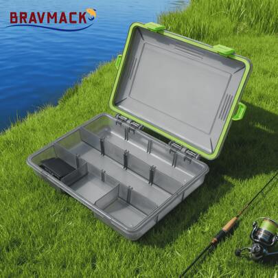 BRAVMACK 1pc Large Capacity Multi-Function Storage Box, Green & Orange Plastic Fishing Tackle Organizer Box, Hooks Lures Carp Fishing Accessories