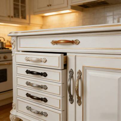 Vintage Ornate Cabinet Pulls, Antique Style Drawer Handles, Multiple Colors Available, For Kitchen & Furniture Decor