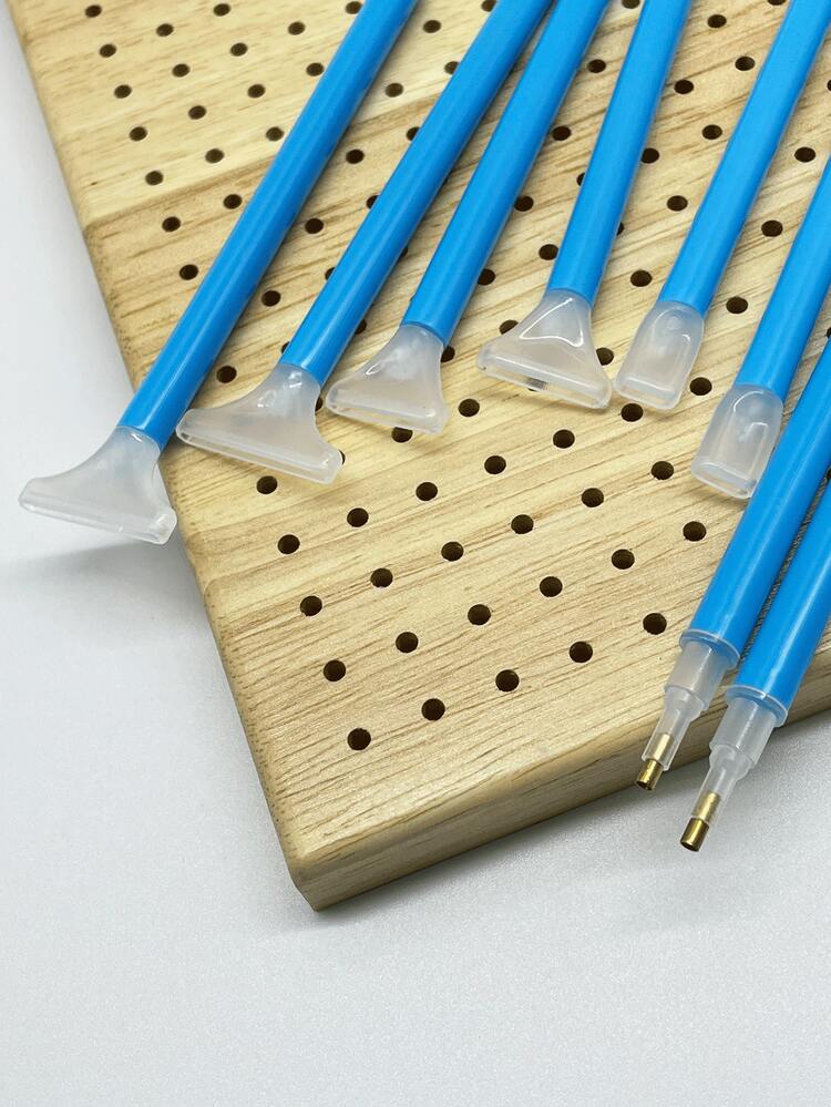 Bộ 10 bút đính đá 5D hai đầu màu xanh dương, 4 lựa chọn số lượng đá (1/3/6/9 viên), dụng cụ đính đá tiết kiệm thời gian, thích hợp cho tranh đính đá DIY, thêu chữ thập và trang trí móng tay. - Bút chấm xanh - Xem 4