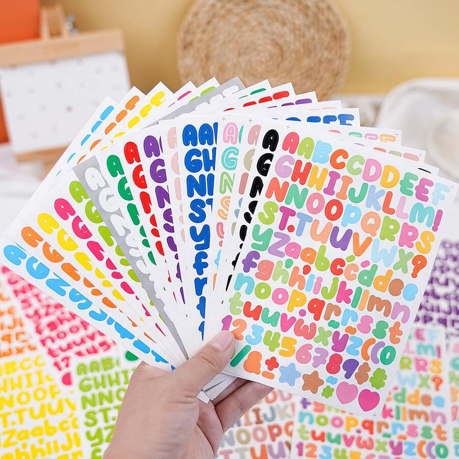 15 pièces Ensemble d'autocollants de lettres colorées, alphabet auto-adhésif, convient pour les artisanats DIY, les projets scolaires, les cartes et les cadeaux, idéal pour les adolescents et les enseignants - 1 Set - Voir 1