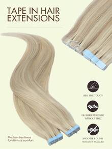20pcs Seamless Double-Sided Tape-In Human Hair Extensions, Invisible Hair Pieces For Salon Use - Multicolor - View 7