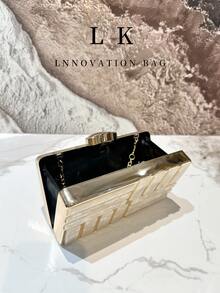 1 chiếc túi xách nữ vuông bằng acrylic cao cấp, túi dự tiệc, thiết kế ghép hình học thời trang và độc đáo, ví cô dâu có khung kim loại, rất phù hợp cho các bữa tiệc, hẹn hò, đám cưới và các dịp khác. - Nhiều màu - Xem 5