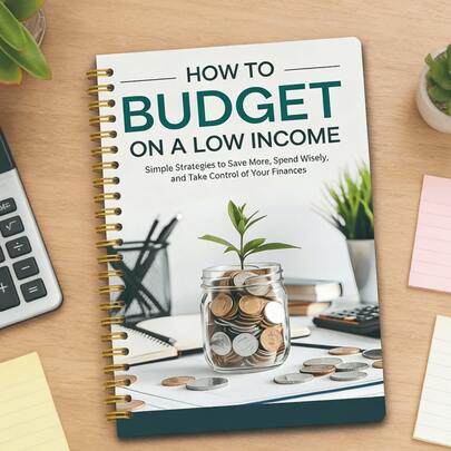 1 pieza Cuaderno espiral "Cómo presupuestar con bajos ingresos", Diario de estrategias financieras sencillas, Planificador de ahorros y seguimiento de gastos para personas conscientes del presupuesto, regalo ideal para estudiantes, familias de bajos ingresos y cualquiera que necesite gestión financiera.
