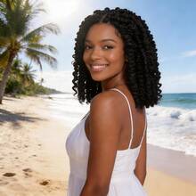 Tóc giả xoăn bồng bềnh chịu nhiệt mới nhất với tóc con, kiểu tóc giả ren phía trước HD. - màu đen - Xem 1