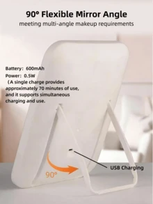 مرآة مكياج LED كبيرة الحجم مع إضاءة أمامية، بطارية قابلة للشحن للاستخدام الممتد، 3 أوضاع إضاءة، تحكم باللمس، مرآة محمولة قابلة للطي، مثالية للاستخدام اليومي في سكن الطلاب - متعدد الألوان - مشاهدة 8