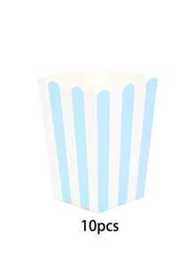 10pcs/20pcs/50pcs Kotak Popcorn Mini Bergaris Biru & Putih, Kantong Popcorn Permen Snack, Wadah Popcorn, Kotak Popcorn, Gelas Dekorasi Pesta Film, Wadah Kertas, Pesta Ulang Tahun, Dekorasi Pesta Pengungkapan Jenis Kelamin Bayi - Biru dan Putih - View 7