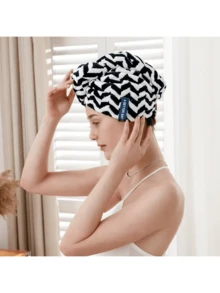 Khăn trùm đầu bằng sợi microfiber mềm mại, thấm hút tốt, kiểu dáng hiện đại, kẻ sọc, nhanh khô, ít xơ vải, làm từ hỗn hợp polyester, có họa tiết nhân vật hoạt hình. - Nhiều màu - Xem 3