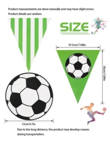 2 Sets Football Themed Decorations, Including Sports Ball Decor, Flags, Pennant Banners, Suitable For Birthday Party, Bachelor Party, Music Festival, World Cup Background Decor, Football Fan Decorations - A - View 8
