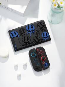 新款Switch2（2025）游戏机配件，蓝黑笑脸印花保护套，适用于Switch2、Switch NS/Switch OLED/Lite，Switch游戏机配件，收纳包，Switch保护套，送给Switch玩家的浪漫礼物 - 彩色 - 查看 12