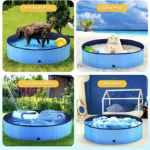 Foldable Portable Pet Bathing Tub, Detachable Pet Swimming Pool And Shower Bathtub, Anti-Slip Waterproof PVC Pet Swimming Pool For Dogs And Cats, Outdoor Backyard Children's Swimming Pool, Sandbox And Ball Pit, Available In Multiple Sizes - Blue - View 7