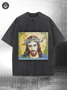 Men's Black Short-Sleeved Crew Neck T-Shirt With A Retro Wash, Relaxed Fit, Breathable, Ideal For Summer And Fall, Made From Pure Cotton. Local Shipping. Everyday Comfort. - 黑色 - 查看 10