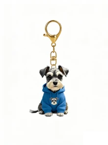 1PC ,2D Flat, Cute Schnauzer Dog Wearing A Blue Sweatshirt, Featuring A Fun Puppy Pattern With A 2D Flat Acrylic Design.Lovely Pet Dog Key Charm For Purse, Handbag Decor, A Versatile And Key Ring Decoration, Suitable For Car, Phone, Backpacks, And Wallet,Fashion Jewelry For Pet Enthusiasts,Mother's Day, Back-To-School Gifts - Multicolor - View 9