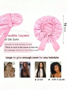 2/1pc Pink Satin Sleep Cap - Soft Luxurious Pink Satin Sleep Cap With Adjustable Drawstring And Bow Decoration, Comfortable Pleated Design Fits Head, Protects Hair | Satin Cap | Smooth Satin Texture, Suitable For Men And Women - Basic Model - View 13