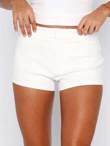 Women Y2k Micro Mini Shorts Sexy Low Rise Solid Color Slim Fit Hot Shorts Summer Going Out Skinny Booty Shorts Bottoms Party Club Streetwear - 白色 - 查看 4