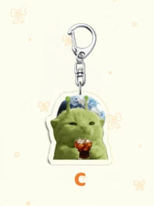 1pc/6pcs Adorable Alien Cat Acrylic Keychain Set, Featuring Matcha Latte Cat, Cappuccino Cat, Cola Cat, Pillow Cat, Mango Cat & Birthday Cake Cat Designs, Cute Kawaii Bag Charm, Perfect Gift For Cat Lovers & Alien Fans, Ideal For Boyfriends, Girlfriends, Family Members, Doctors, Nurses, Valentine's Day Gifts, Cell Phone Decorations, And More. Gifts For Mother, Father, Graduation, And Teacher - Multicolor - View 10
