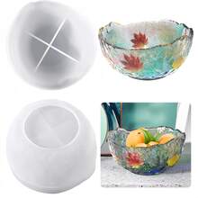 Molde de silicone (1 peça) para tigela de gesso, molde de resina para tigela grande, molde para bandeja, molde para fruteira, molde redondo para recipiente de salada, prato, vaso de flores, molde para fundição de resina epóxi para armazenamento de joias. - Redondo - Ver 1