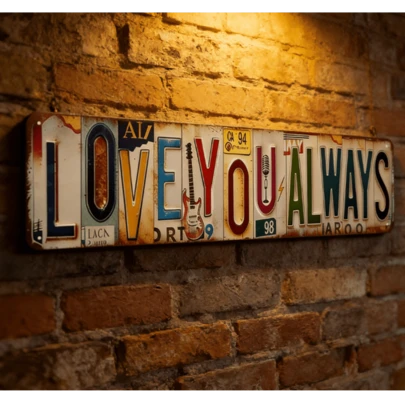 Retro Distressed Aluminum Plaque, "Love You Always" License Plate Art, Perfect For Home & Wedding Gift Decor