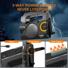 Hand Crank Emergency Radio Weather Radio With Antenna, SOS Alarm And Reading Lamp, Flashlight, Weather Alert, Solar Powered, Household Gift & Survival Gear - View 6