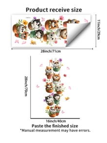 1pc Potted Cat Wall Sticker, Cute Multi-Color Floral Cat Butterfly Decal For Bedroom Living Room, Removable Matte Self-Adhesive Wall Decal, Suitable For Living Room, Bedroom, Kids Room, Home Decor Sticker, Wall Decal, Vinyl Sticker, Spring Decoration, Add Vitality To Your Home, Rama Decor Sticker Gift, Birthday Graduation Gift - Multicolor - View 8
