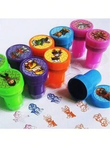 Paw Patrol 10件套汪汪队立大功印章套装，包含追逐图案和其他角色图案，适合作为生日礼物、节日礼物或返校礼物，也适合生日派对和节日派对。 - 彩色 - 查看 2