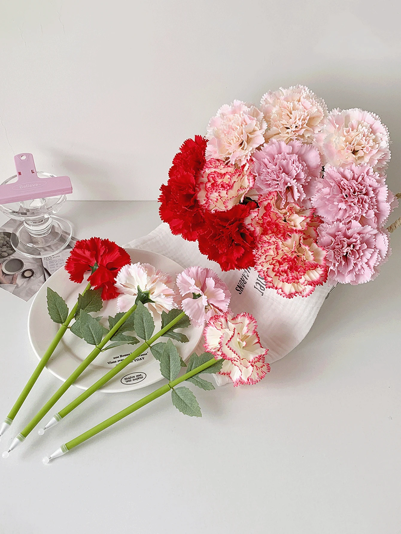 1 chiếc bút bi hình hoa cẩm chướng sống động, bút bi hình bó hoa, quà tặng Ngày của Mẹ/Ngày Nhà giáo, bút viết cho học sinh, bút đạo cụ. - A - Xem 1