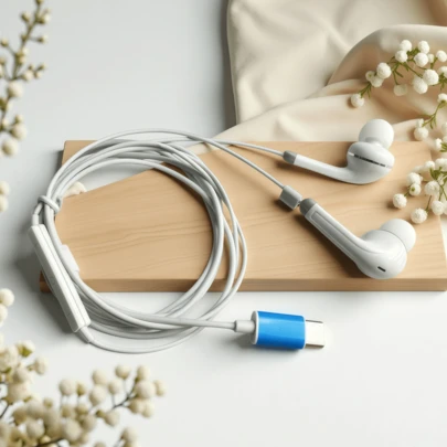 1个全新黑白款数码智能耳机，完全兼容Type-C接口，全入耳式有线耳机，带音量调节功能、内置麦克风、高清通话功能，适用于手机、音乐、学生等多种场景，兼容苹果设备。