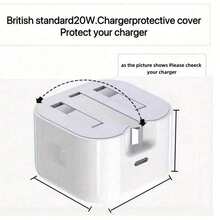 蝴蝶结/爱心/花朵/动物图案，兼容 16/15/14/13数据线保护壳，20W英规快充适配器带防弯折保护套，不含电池，附赠保护盒，适合作为礼物送给朋友 - 粉紅色領結 - 查看 8