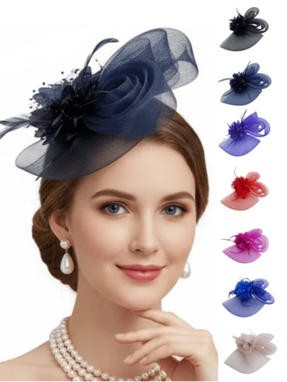 1 Pc Fascinators Hats For Women Tea Party Hats 1950s Kentucky Derby Hats Hair Clip For Bride Wedding Party Birdcage Veil Headband Flower 1920s Headpiece For Horse Race Vintage Hats 50s Outfit Hats 1940s Victorian Hat Pillbox Hats Accessories For Women Girl Birthday Mother's Day Christmas Gift Travel Accessories Hair Band Diadema Hair Hoop