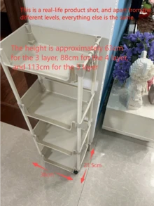 1 pieza Carrito de almacenamiento de spa de varios niveles con ruedas, organizador móvil para sala de estar, dormitorio, dormitorio, optimización de espacio, estantería estrecha, estantería de pared, material de plástico, no para artículos pesados, consulte las dimensiones del producto de referencia - Blanco - Ver 3