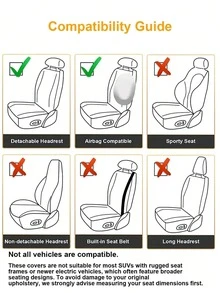 Universal Car Seat Covers - 4pcs Or 9pcs Set - Made Of High-Quality Polyester Fabric With Textured Pattern, Anti-Slip, Machine Washable, Fit For Sedan, SUV, 5-Seat Cars, Stain-Resistant And Durable, Multi-Color Options, All-Season Car Interior Protection Accessories - Type a - View 11
