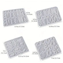 Bộ 4 khuôn silicon đúc nhựa epoxy, khuôn silicon đúc nhựa epoxy hình học, hoa, lá, trái tim, khuôn đúc nhựa epoxy tự làm trang sức, dùng cho mặt dây chuyền, bông tai, vòng cổ, móc khóa. - A - Xem 2
