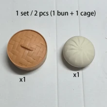 2件装（1个包子+1个蒸笼）逼真减压大叉烧包，流质食物玩具挤压玩具，包子挤压派对礼品 - 彩色 - 查看 13
