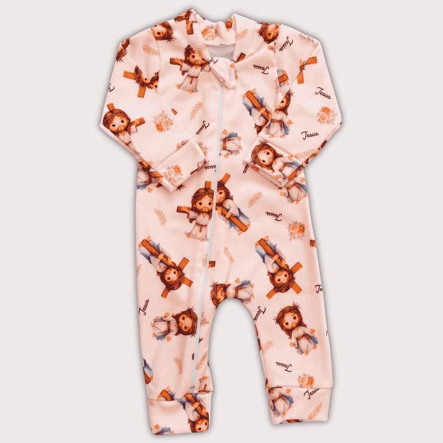 Baby Winter Soft Plush  Tip Top Warm Boy Girl With Front Zipper Comfortable Sizes Newborn To 1 - 耶穌 - 查看 1