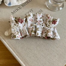 1 chiếc kẹp tóc ren nơ đính đá Zirconia bằng vải - Màu be-xanh lá cây - Xem 2