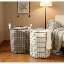 White Or Gray Laundry Basket With A Foldable Design For Easy Storage; Its Large Capacity Can Hold Dozens Of Items For Your Daily Laundry. - 白色+灰色 - 查看 2