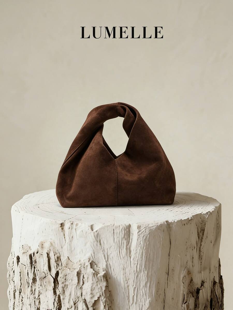 Túi xách tay màu nâu sô cô la thanh lịch, chất liệu giả da lộn, kiểu dáng cổ điển, túi đeo vai mềm mại, dung tích lớn, phù hợp cho nữ công sở và sử dụng hàng ngày. - Cà phê nâu - Xem 1