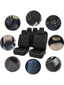 Universal PU Leather Car Seat Covers - Full Coverage, Breathable & Waterproof, Elastic Sides, 4pcs Set (2 Seats) Or 9pcs Set (5 Seats) Full Set, Airbag Compatible, Water-Resistant & Easy To Clean, Seat Protector Fits Most Cars, SUVs, MPVs, Interior Protection - Type a - View 12