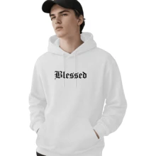 Men's Fleece Hoodie, Street Style,  Print, Statue Writing, Streetwear, Long Sleeve Hooded Sweatshirt, Unisex Jacket With Pocket. - 白色 - 查看 6