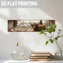 Biển hiệu kim loại phẳng 2D - Biển hiệu kim loại phẳng 2D với thiết kế hình ảnh bò cao nguyên mộc mạc, mang chủ đề nhà nông và chuồng trại. Món đồ trang trí tường này rất phù hợp để tạo nên phong cách đồng quê trong nhà nông, phòng khách, phòng ngủ hoặc văn phòng, kích thước 4x16 inch. - Nhiều màu - Xem 5