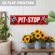 1 pieza Decoración de pared metálica de estación de reparación de carreras vintage - Letrero de hierro plano 2D, tamaño 4x16 pulgadas, adecuado para garaje, sala de juegos y decoración con tema de carreras, crea una cueva personal personalizada - Multicolor - Ver 3