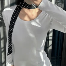 女士波点围巾，时尚百搭，适合日常佩戴 - 彩色 - 查看 1