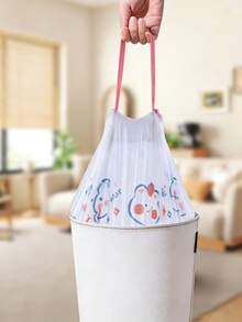 Túi đựng rác 4 gallon, 15 túi - Túi đựng rác nhỏ có dây rút, dày 1.1mil, dùng cho phòng tắm, nhà bếp, phòng ngủ, văn phòng, nhà vệ sinh, nhà ở (Trắng-Hồng, 15 túi) - Túi đựng rác có dây rút dày dặn - Xem 2