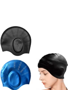 1pc Professional Silicone Waterproof Swimming Cap - Double Ear Coverage Design, Suitable For Adults And Long Hair, Anti-Slip And Durable - Multicolor - View 4