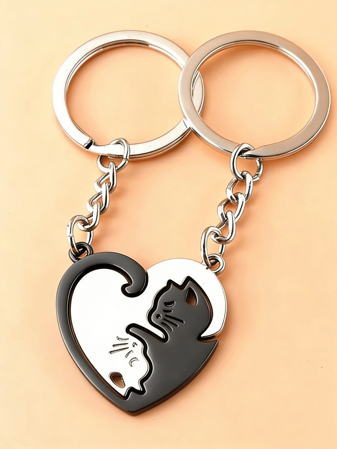 Cute Cartoon Cat Couple Keychain, Sweet Cat Pendant, Adorable Animal Plush Bag Charm, Fashionable Multifunctional Car Key Chain, Bag Accessory, Ideal Gift For Boyfriend And Girlfriend, Daily Small Decoration - One Size - View 1